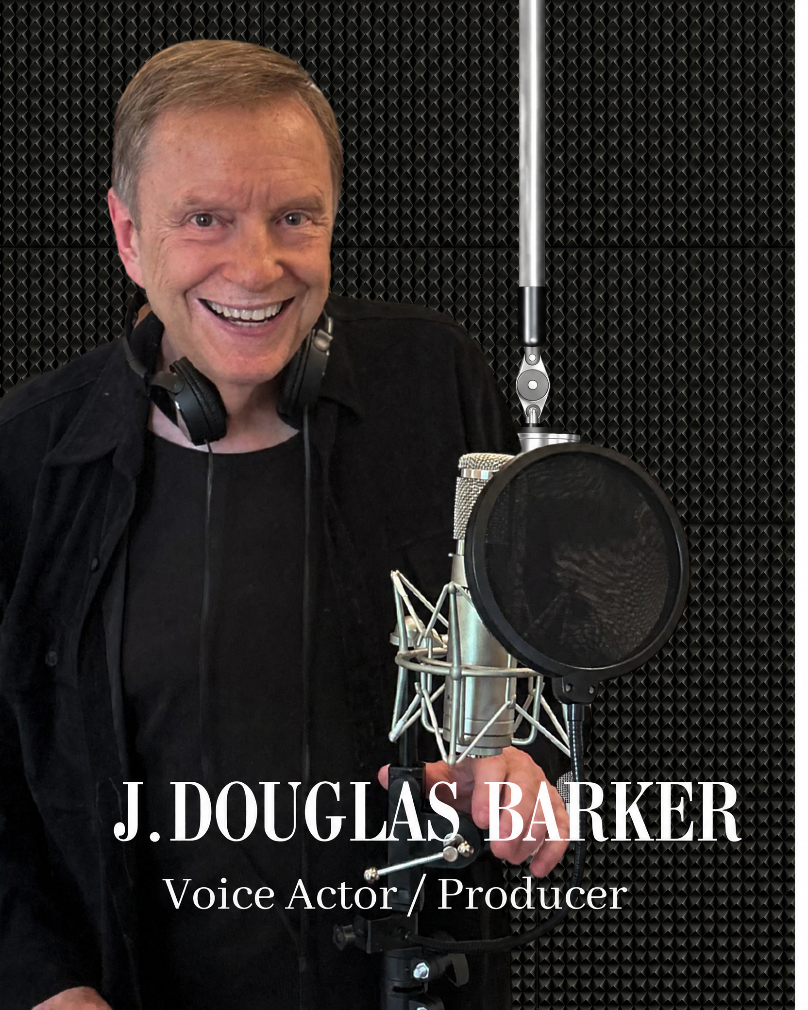 J. Douglas Barker with a studio microphone